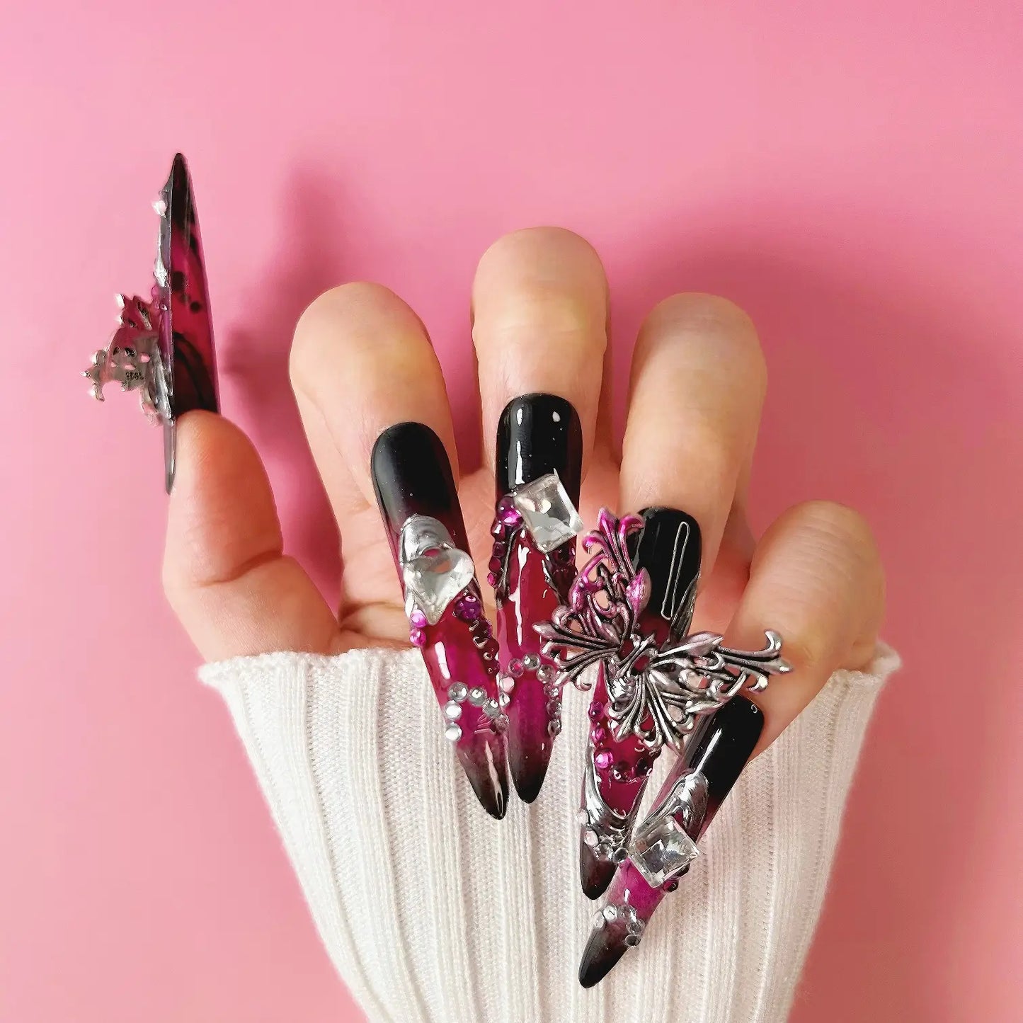 Q100-PURPLE BUTTERFLY-STILETTO