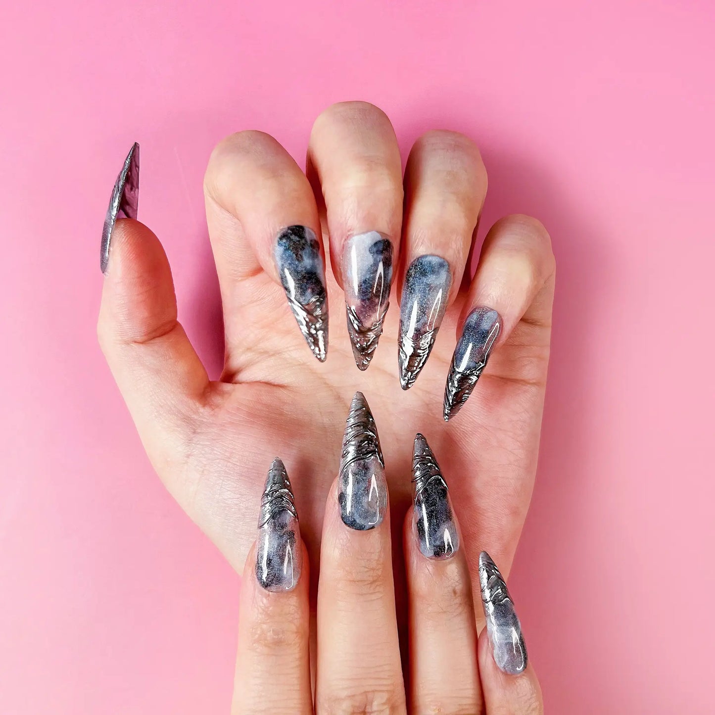 Q016-BLUE GALAXY-STILETTO