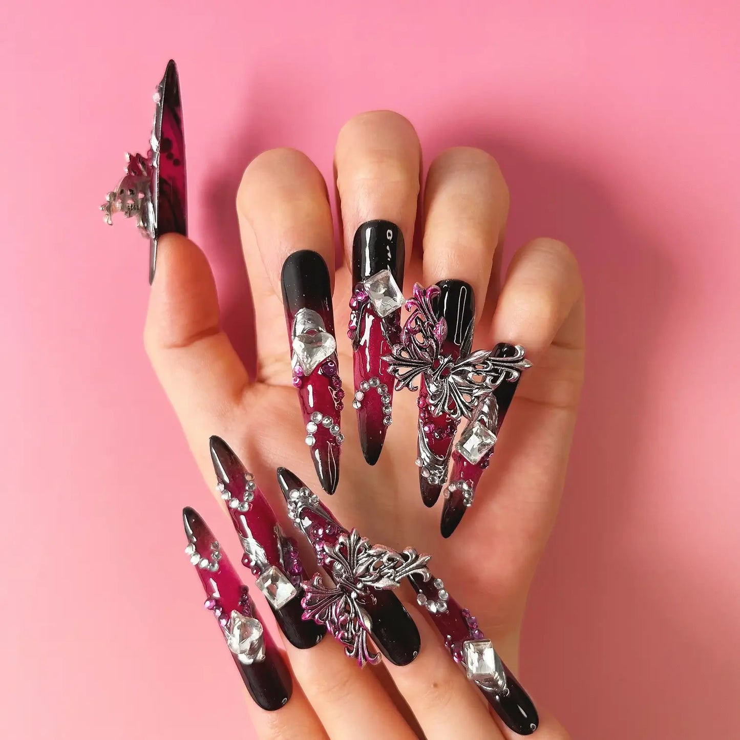 Q100-PURPLE BUTTERFLY-STILETTO