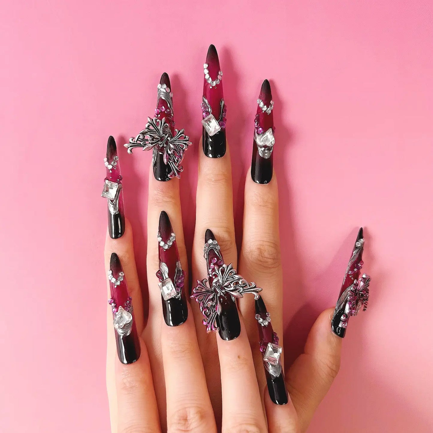 Q100-PURPLE BUTTERFLY-STILETTO