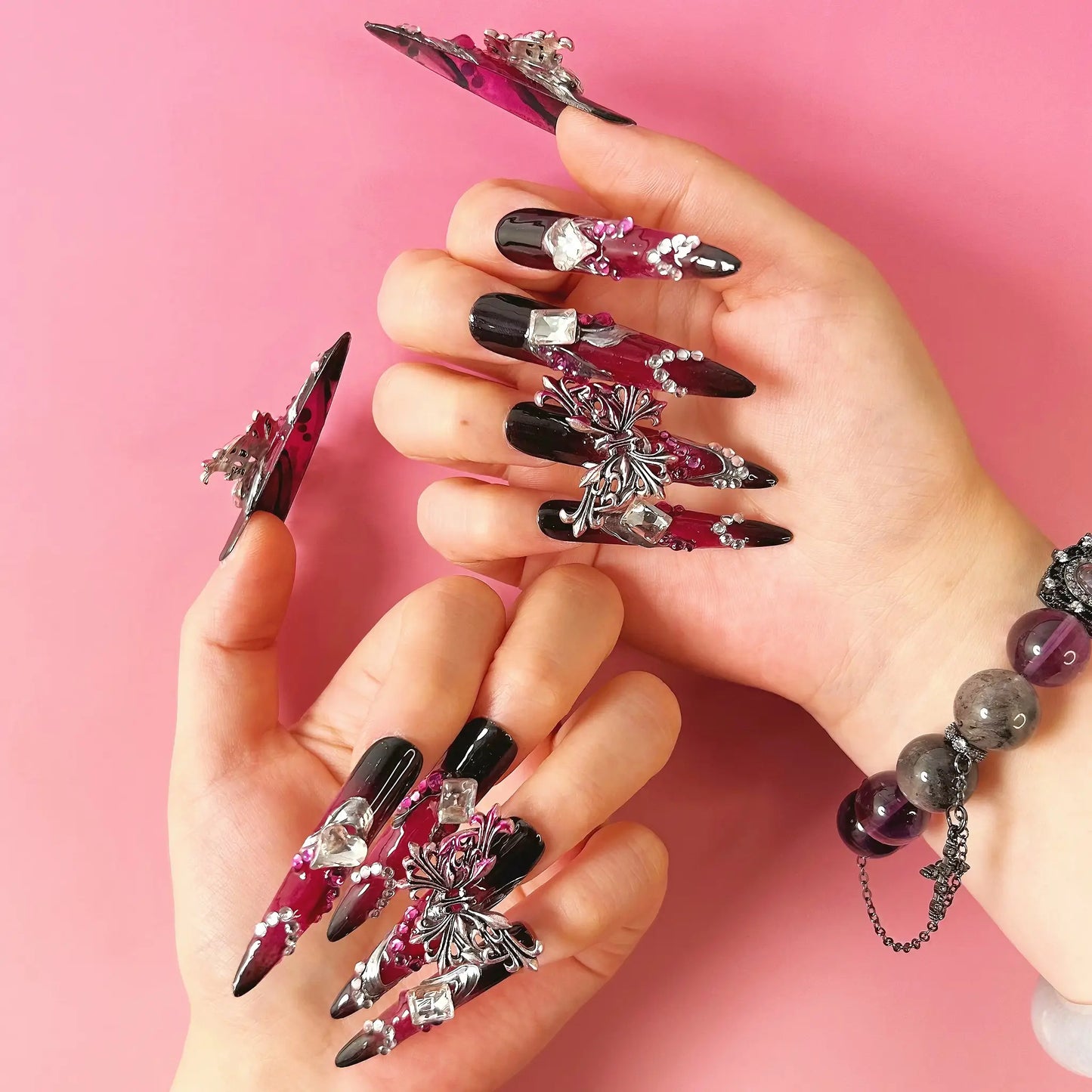 Q100-PURPLE BUTTERFLY-STILETTO