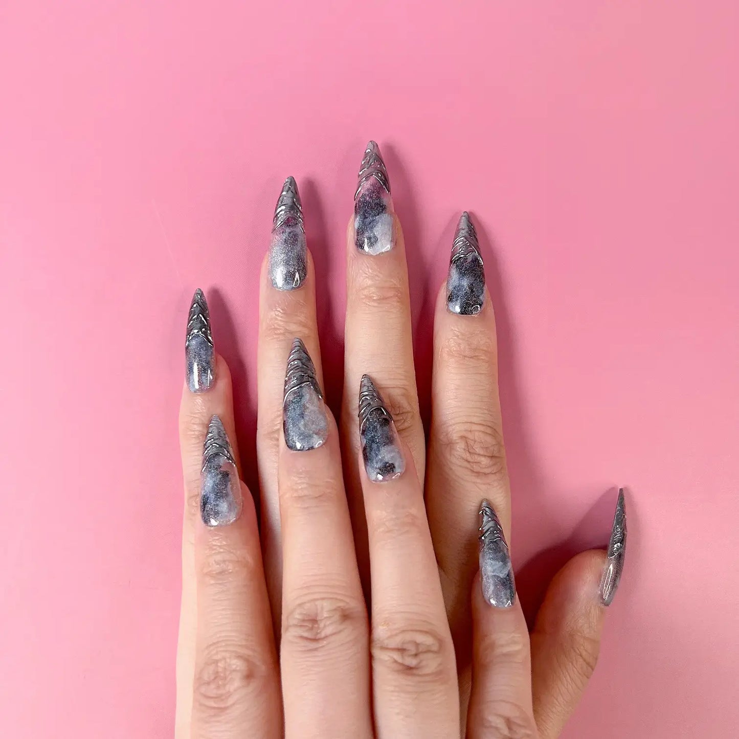 Q016-BLUE GALAXY-STILETTO
